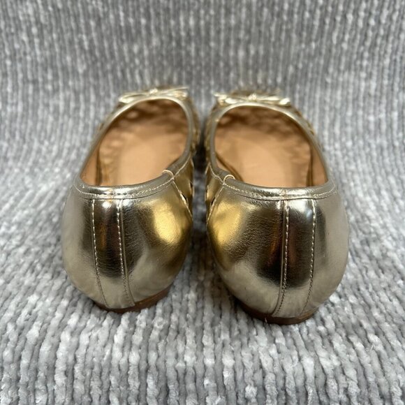 Twiggy London Gold Holiday Party Metallic Perforated Ballet Flats Size 8.5 - Picture 4 of 10